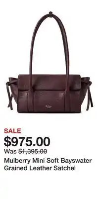 Nordstrom Mulberry Mini Soft Bayswater Grained Leather Satchel offer