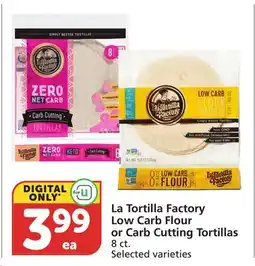 Albertsons La Tortilla Factory Low Carb Flour or Carb Cutting Tortillas offer