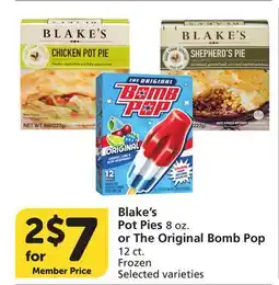 Vons Blake's Pot Pies 8 oz. or The Original Bomb Pop 12 ct offer