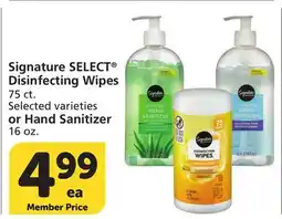 Vons Signature SELECT Disinfecting Wipes 75 ct. Selected varieties or Hand Sanitizer offer