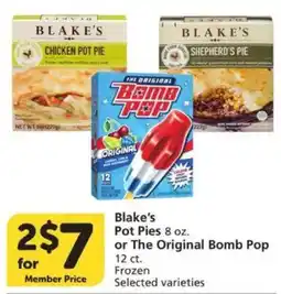 Vons Blake's Pot Pies or The Original Bomb Pop offer