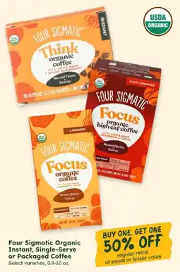 Sprouts Farmers Market Four Sigmatic Organic Instant, Single-Serve or Packaged Coffee offer