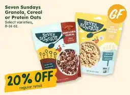 Sprouts Farmers Market Seven Sundays Granola, Cereal or Protein Oats offer