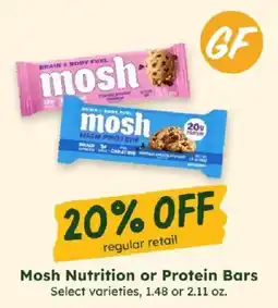 Sprouts Farmers Market Mosh Nutrition or Protein Bars offer