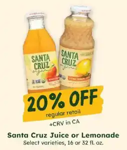 Sprouts Farmers Market Santa Cruz Juice or Lemonade offer