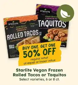 Sprouts Farmers Market Starlite Vegan Frozen Rolled Tacos or Taquitos offer