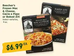 Sprouts Farmers Market Beecher's Frozen Mac & Cheese, Cacio e Pepe or Baked Ziti offer