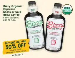 Sprouts Farmers Market Bizzy Organic Espresso Shots or Cold Brew Coffee offer