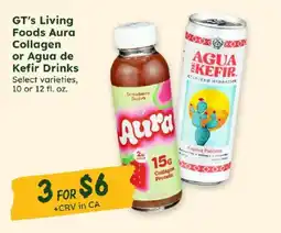 Sprouts Farmers Market Gt's Living Foods Aura Collagen or Agua de Kefir Drinks offer