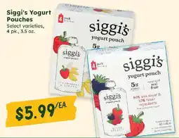 Sprouts Farmers Market Siggi's Yogurt Pouches offer
