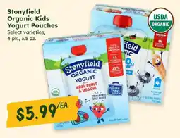 Sprouts Farmers Market Stonyfield organic kids yogurt pouches offer