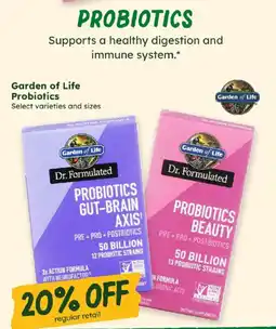 Sprouts Farmers Market Garden of Life Probiotics offer