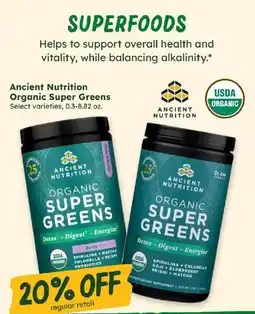 Sprouts Farmers Market Ancient Nutrition Organic Super Greens offer