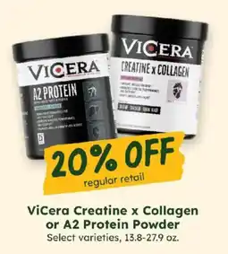 Sprouts Farmers Market ViCera Creatine x Collagen or A2 Protein Powder offer