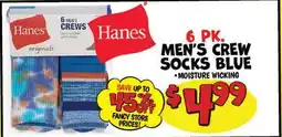 Ollie's HANES MEN'S CREW SOCKS BLUE offer