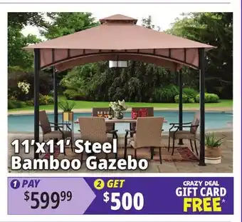 Ocean State Job Lot 11'x11' Steel Bamboo Gazebo offer