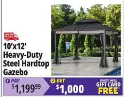 Ocean State Job Lot Real Living 10' x 12' Heavy-Duty Steel Hardtop Gazebo Black offer