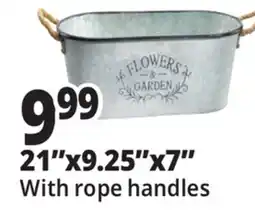 Ocean State Job Lot Galvanized Steel Garden Trough with Rope Handles 21 x 9.25 offer