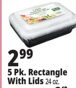 Ocean State Job Lot Food Storage 24 oz Rectangle Containers with Lids 5 Count offer
