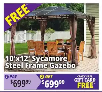 Ocean State Job Lot 10'x12' Sycamore Steel Frame Gazebo offer