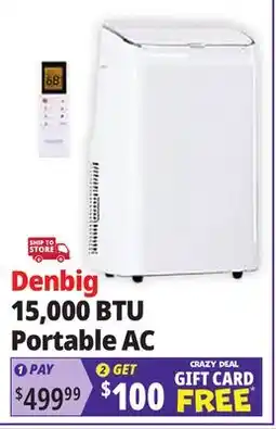 Ocean State Job Lot DENBIG 15 000 BTU ASHRAE Portable Air Conditioner White offer