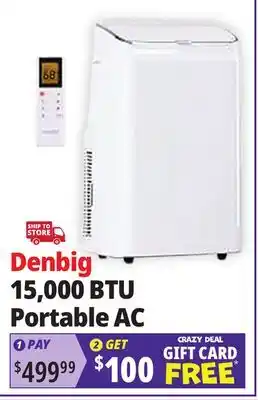Ocean State Job Lot DENBIG 15 000 BTU ASHRAE Portable Air Conditioner White offer