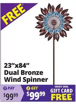 Ocean State Job Lot 23x84 Dual Bronze Wind Spinner offer