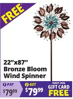 Ocean State Job Lot 22x87 Bronze Bloom Wind Spinner offer