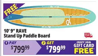Ocean State Job Lot 10' 9 RAVE Stand Up Paddle Board offer