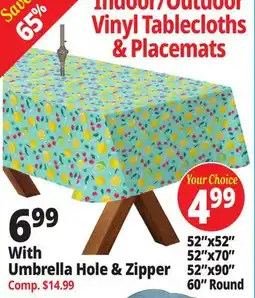 Ocean State Job Lot Indoor/Outdoor Vinyl Tablecloths & Placemats offer