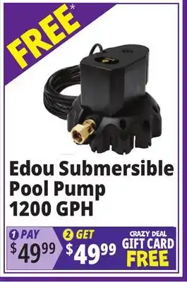 Ocean State Job Lot Edou Submersible Pool Pump 1200 GPH offer