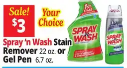 Ocean State Job Lot Spray 'n Wash Stain Remover 22 oz. or Gel Pen 6.7 oz offer