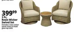 Ocean State Job Lot 3-Piece Resin Wicker Swivel Bistro Set offer