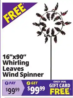 Ocean State Job Lot 16x90 Whirling Leaves Wind Spinner offer