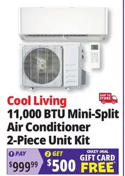 Ocean State Job Lot Cool Living 11,000 BTU Mini-Split Air Conditioner 2-Piece Unit Kit offer