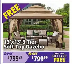 Ocean State Job Lot 13'x13' 3 Tier Soft Top Gazebo offer