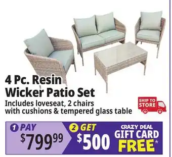 Ocean State Job Lot 4 Pc. Resin Wicker Patio Set offer