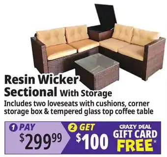 Ocean State Job Lot Resin Wicker Sectional With Storage offer
