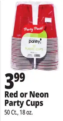 Ocean State Job Lot Red or Neon Party Cups offer