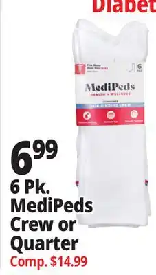 Ocean State Job Lot 6 Pk. MediPeds Crew or Quarter Diabetic Socks offer
