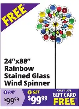 Ocean State Job Lot 24x88 Rainbow Stained Glass Wind Spinner offer