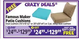 Ocean State Job Lot Famous Maker Patio Cushions offer