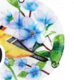 Ocean State Job Lot Glass Gold Finch & Flowers Bird Bath 12 offer