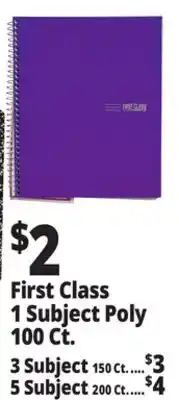 Ocean State Job Lot First Class 1 Subject College Ruled Spiral Notebook 100 Sheets offer