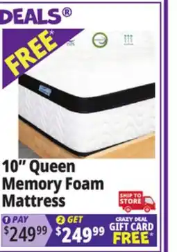 Ocean State Job Lot 10 Queen Memory Foam Mattress offer
