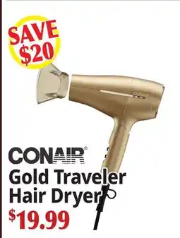 Ocean State Job Lot CONAIR Gold Traveler Hair Dryer offer