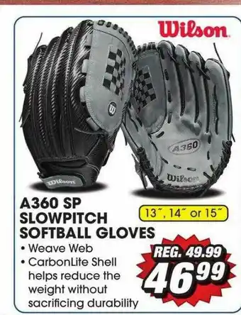Big 5 A360 Sp Slowpitch Softball Gloves Wilson offer