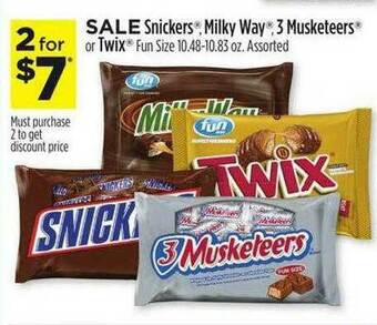 Dollar General Snickers Milky Way 3 Musketeers Or Twix offer