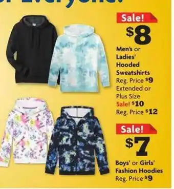 Family Dollar Men's Or Ladies' Hooded Sweatshirts Boys' Or Girls' Fasion Hoodies offer