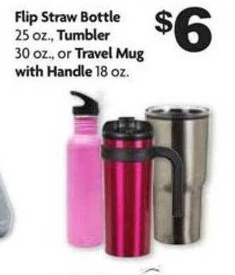 Family Dollar Flip Straw Bottle Tumbler Or Travel Mug With Handle offer